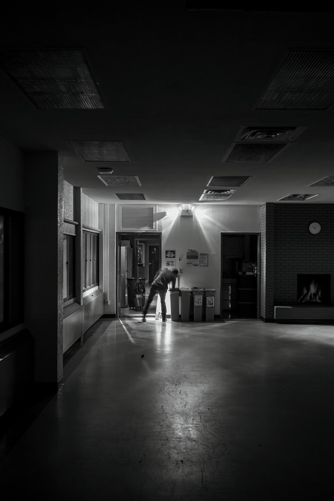 person meditating in quiet room